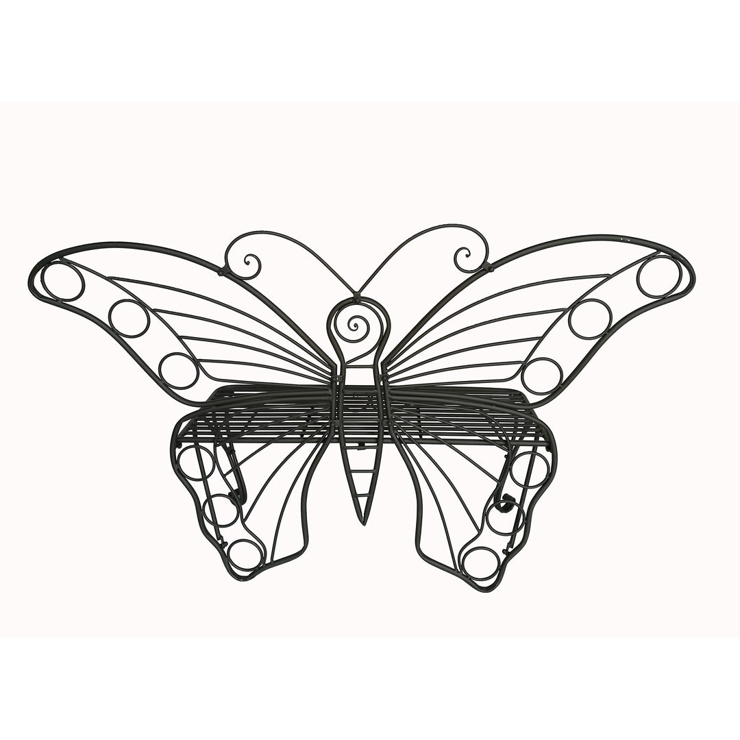 Antique Black Metal Butterfly Bench - Diamond Home USA