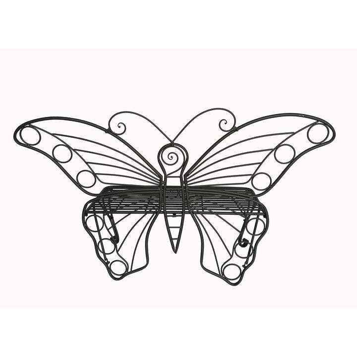 Antique Black Metal Butterfly Bench - Diamond Home USA
