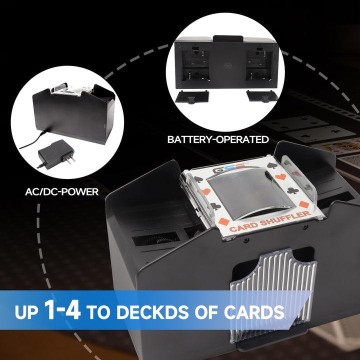 4-Deck Casino Automatic Card Shuffler Ac/dc-Power/Battery-Operated Electric - Diamond Home USA