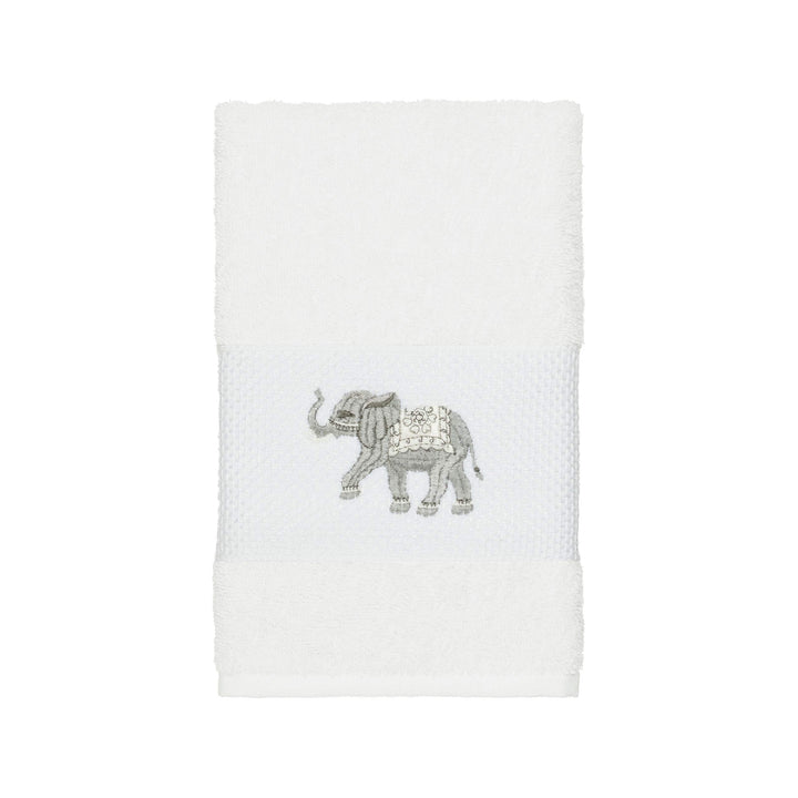 Authentic Hotel and Spa Turkish Cotton Elephants Embroidered White 4-Piece Towel - Diamond Home USA
