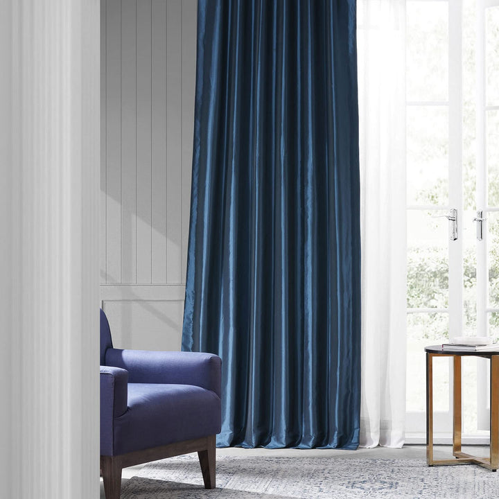 Exclusive Fabric Faux Silk Taffeta Solid Blackout Curtain (1 Panel)
