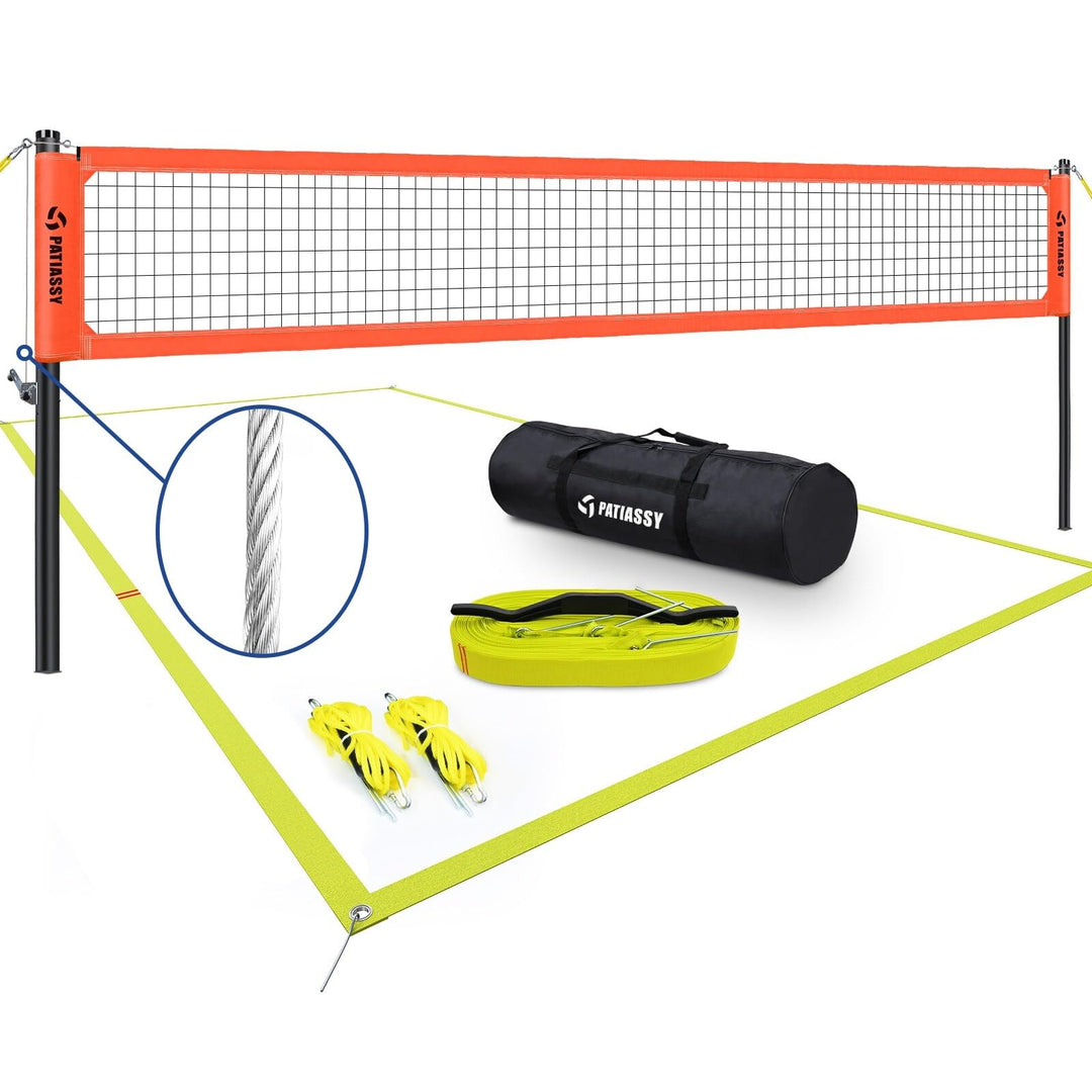 Outdoor Portable Volleyball Net Set System for Backyard Adjustable Orange - Diamond Home USA