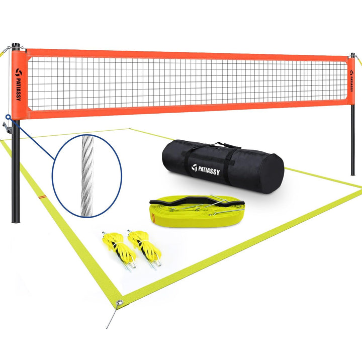 Outdoor Portable Volleyball Net Set System for Backyard Adjustable Orange - Diamond Home USA