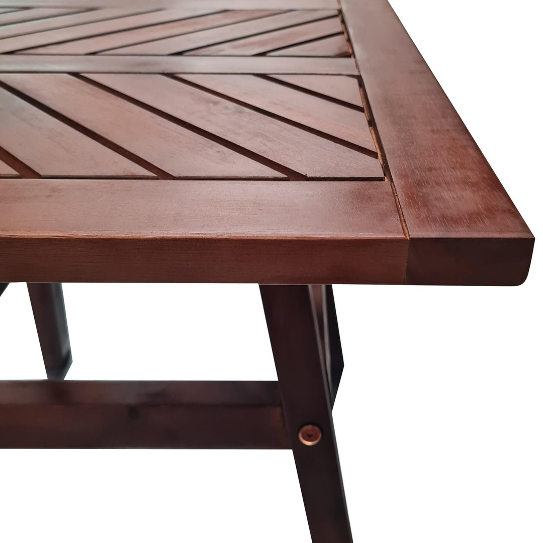 Brown Acacia Bistro Table Transitional Square Weather Resistant - Diamond Home USA