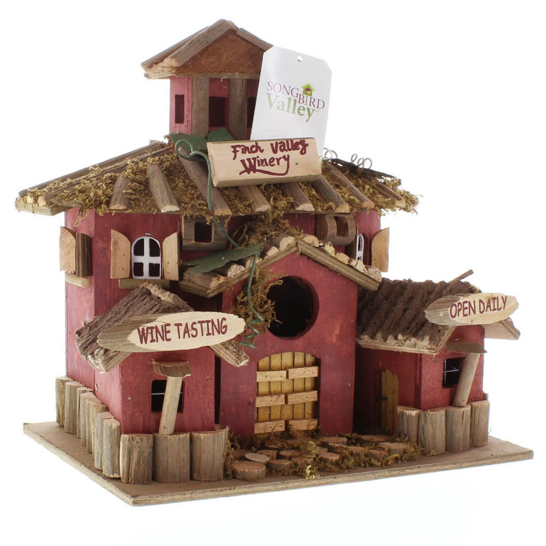 Zingz & Thingz Vintage Cottage Winery Birdhouse Red