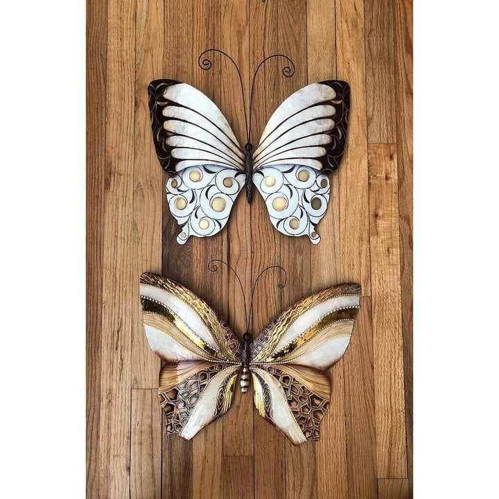Handmade Wall Butterfly with Copper and Pearl (Philippines) Modern - Diamond Home USA