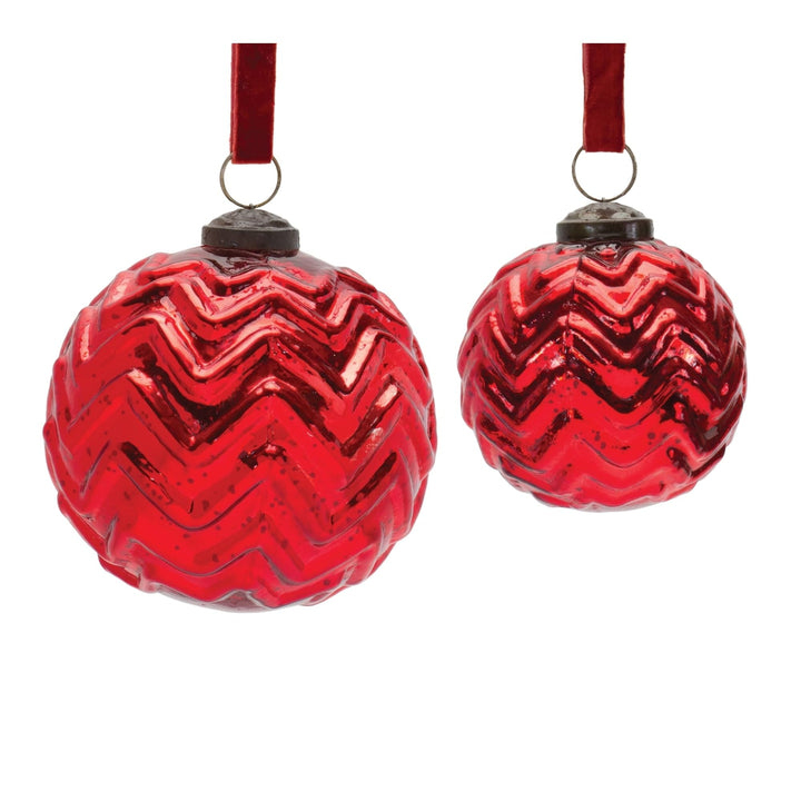 Mercury Glass Ball Ornament (Set of 4) Red