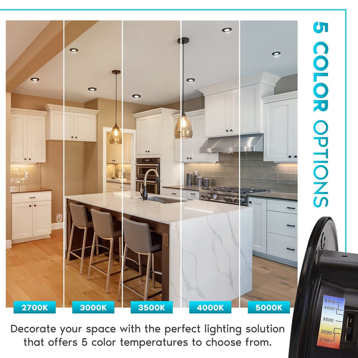 6-Pack 4" Led Recessed Light 5 Color Selectable Magnetic Trim Dimmable Lm Wet - Diamond Home USA
