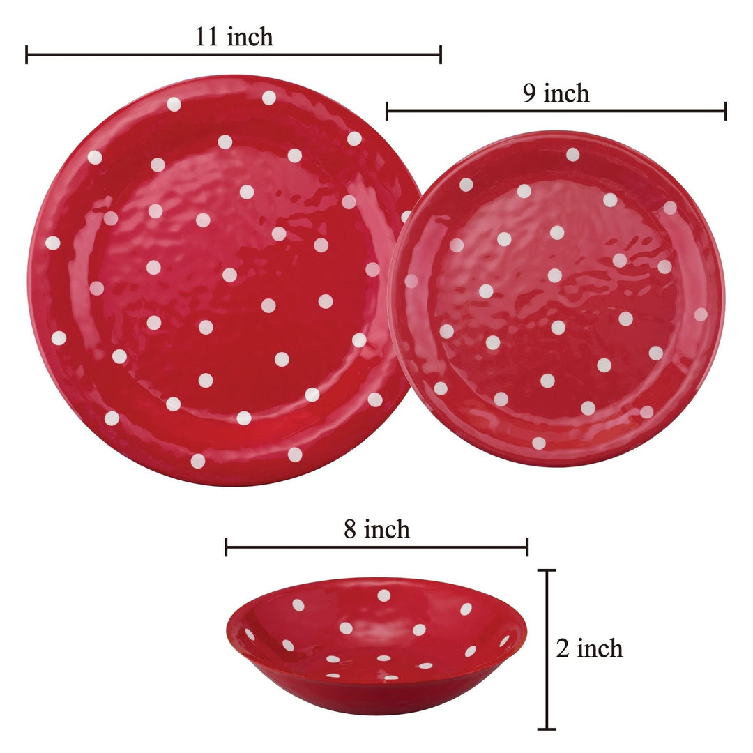 12-iece Dinnerware Set Includes Dinner lates Salad Bowls Service for 4. (Red - Diamond Home USA