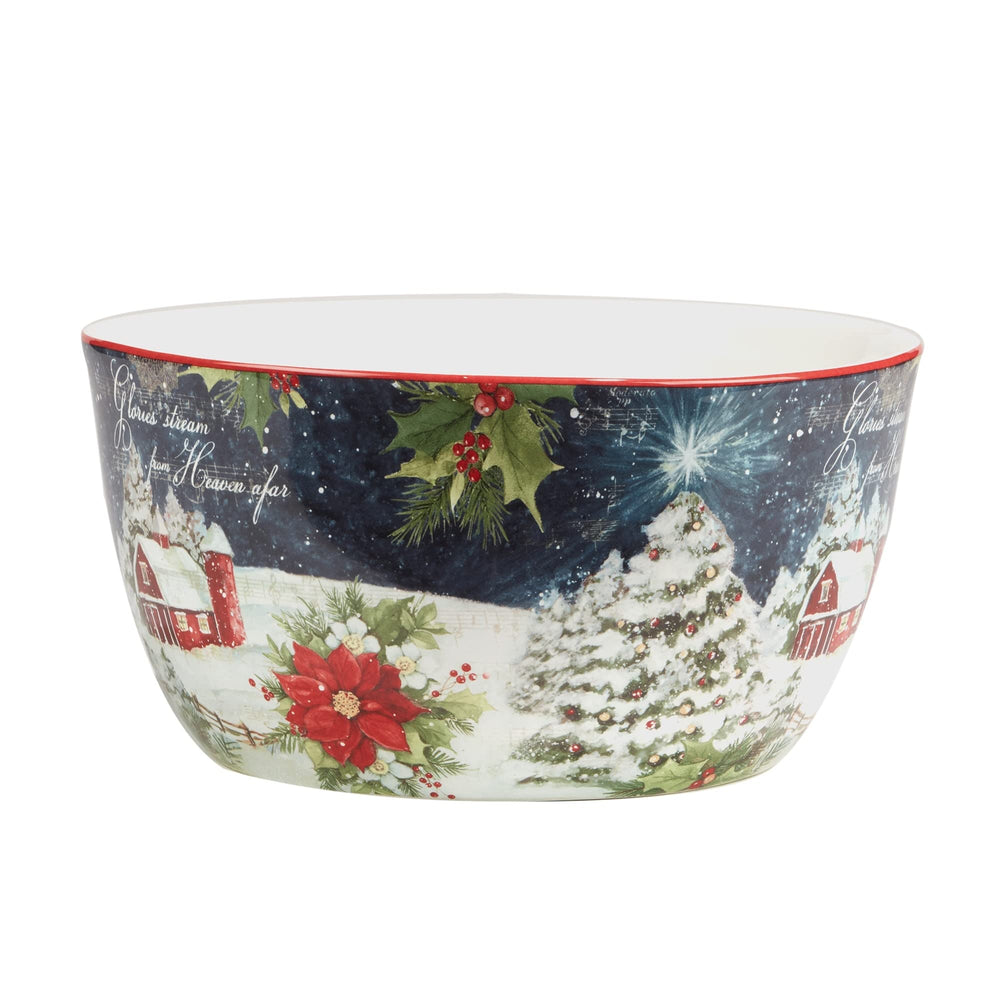 Deep Serving Bowl Oz. Blue Multi Color White Holiday Casual Farmhouse Round 1 - Diamond Home USA