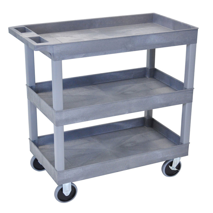 LUXOR EC111HD-G Multipurpose Utility Tub Cart with Three Shelves 375 lbs. Weight