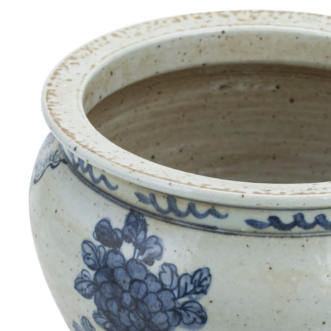 Blue and White Small Planter Flower with Porcelain - Diamond Home USA