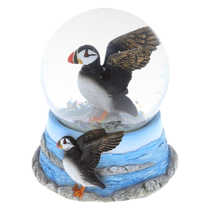 Global Puffin Snow Globe Figurine with Sparkling Glitter 3lx3w3.5h Inches