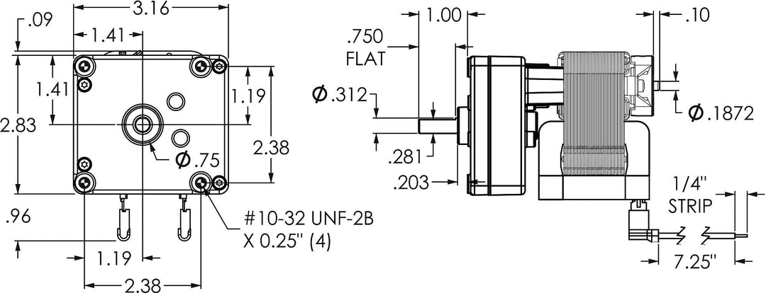 AC Gearmotor 11.5 RPM Open 115V