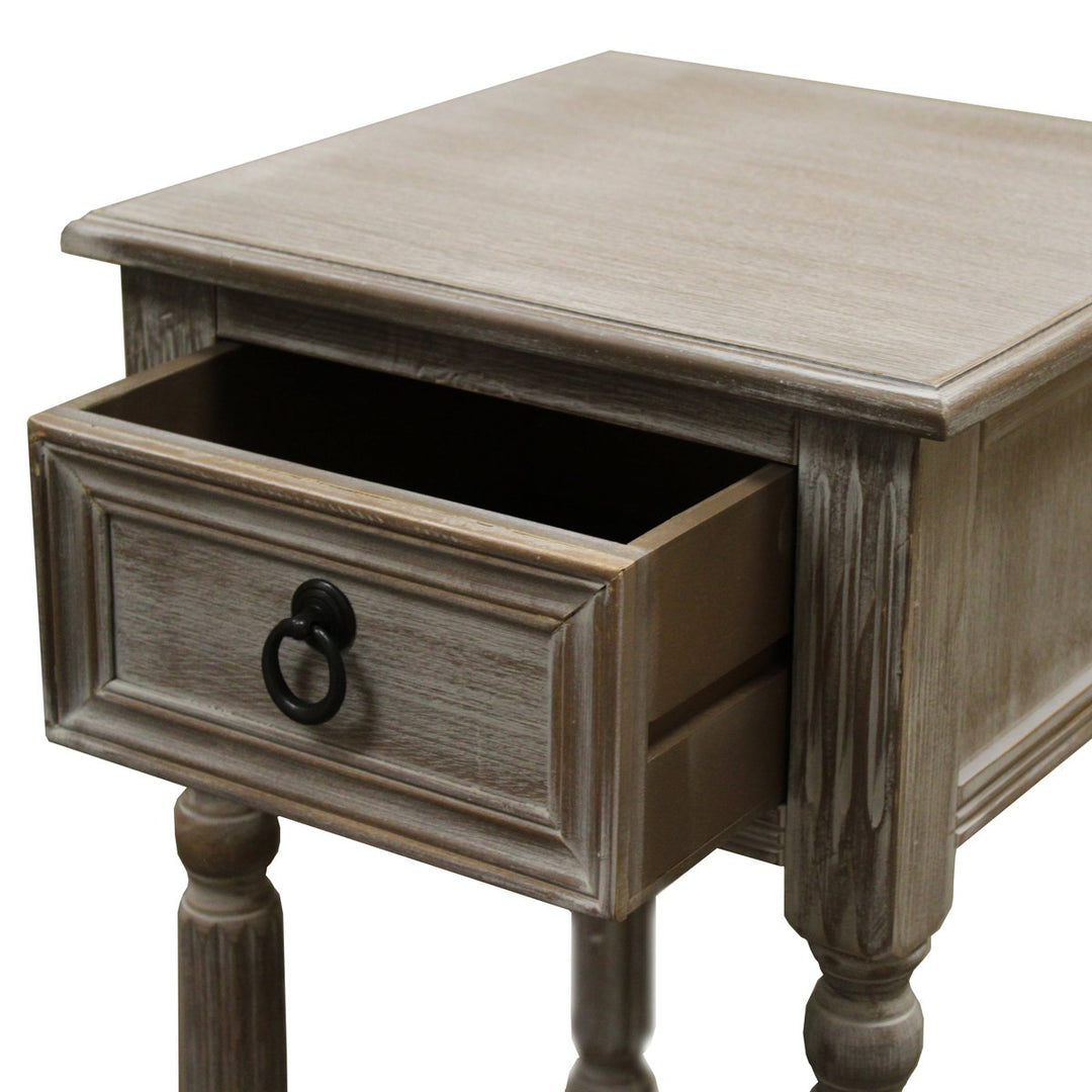 Urban Designs 7752369 Ella Rustic Weathered Wooden Night Stand Accent Table - Diamond Home USA