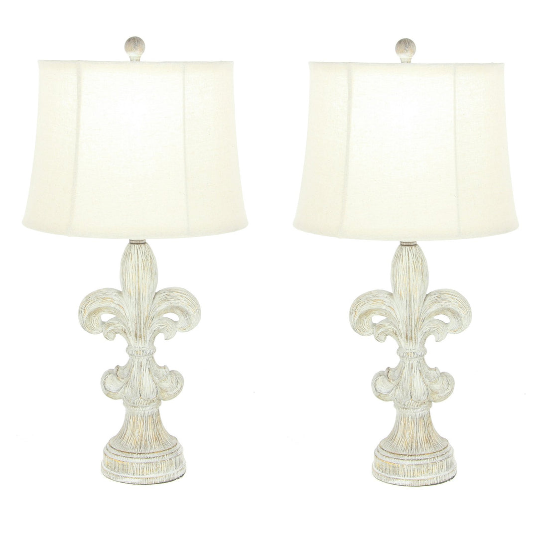 Urban Designs Fleur-De-Lis 28-Inch Heavily Distressed 2-Piece Table Lamp Set