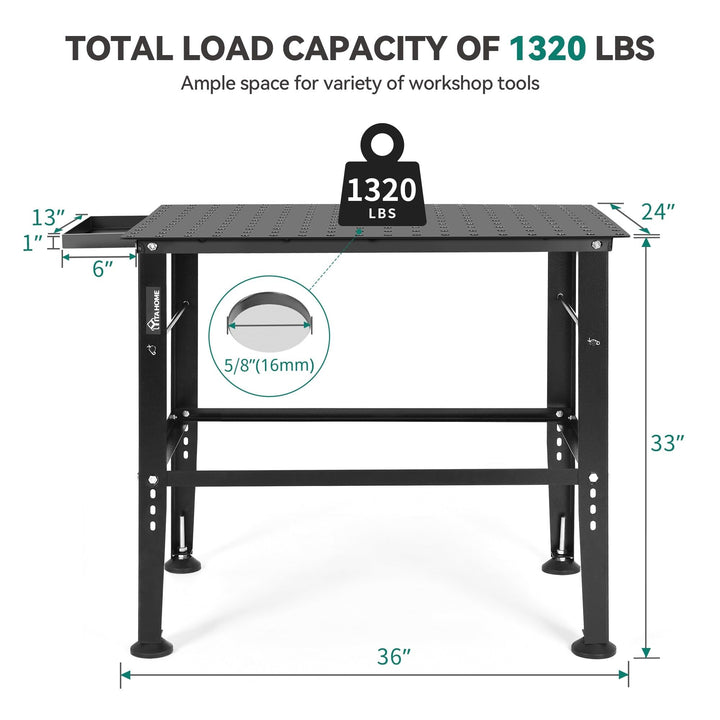 36 "X 24" Heavy-Duty Metal Welding Workbench with Tool Storage Drawer Black - Diamond Home USA