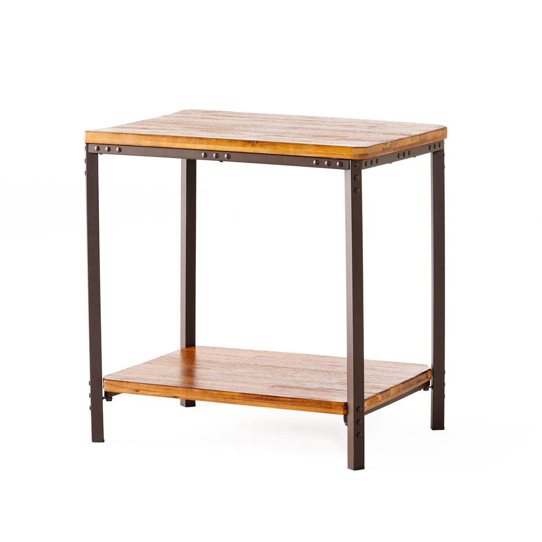 Christopher Knight Home Ronan Wood Rustic Metal End Table Mahogany 24.80
