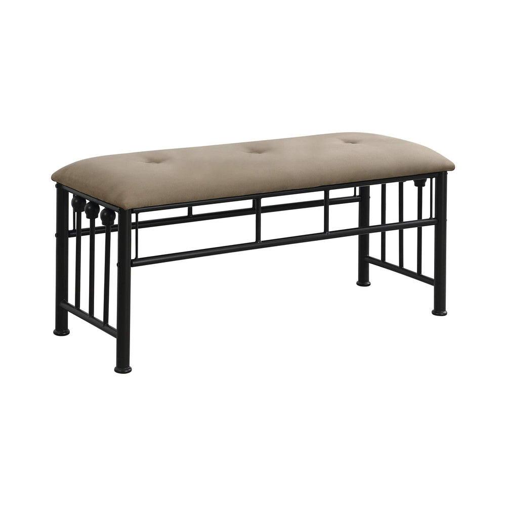 Brown and Bronze Upholstered Bench Solid Transitional Fabric Metal Finish - Diamond Home USA
