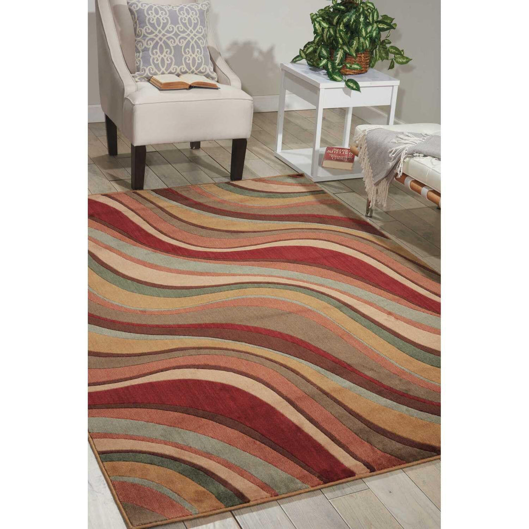 Nourison Somerset 93x130 Rectangle Fabric Area Rug in Multi-Color Finish