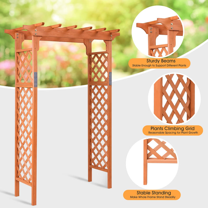 Wood Garden Wedding Arch Outdoor Trellis Pergola Brown Modern Contemporary - Diamond Home USA