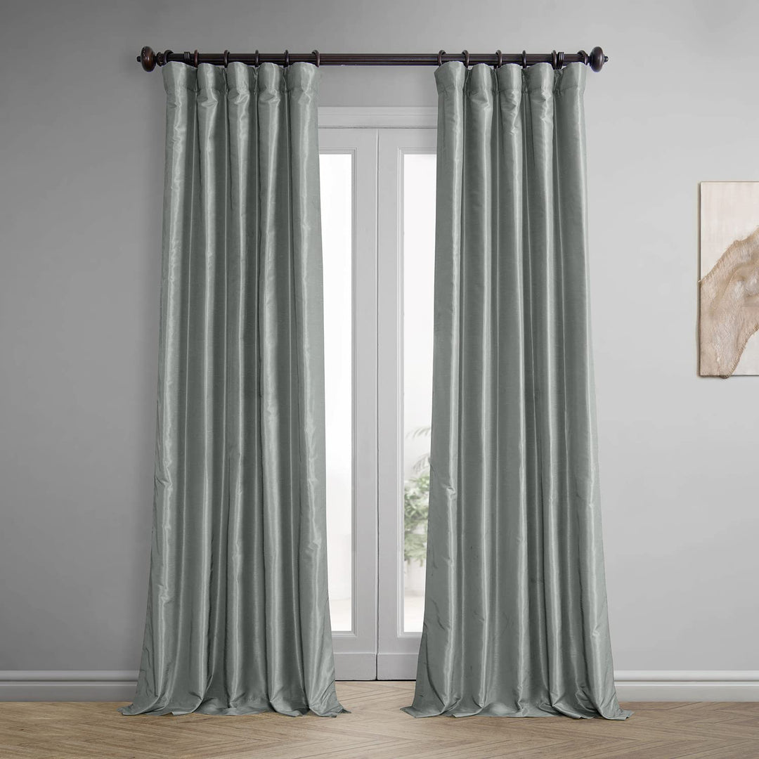 HPD Half Price Drapes Faux Silk Blackout Curtains 108 Inches Long for Bedroom 50 X 108 - Silver