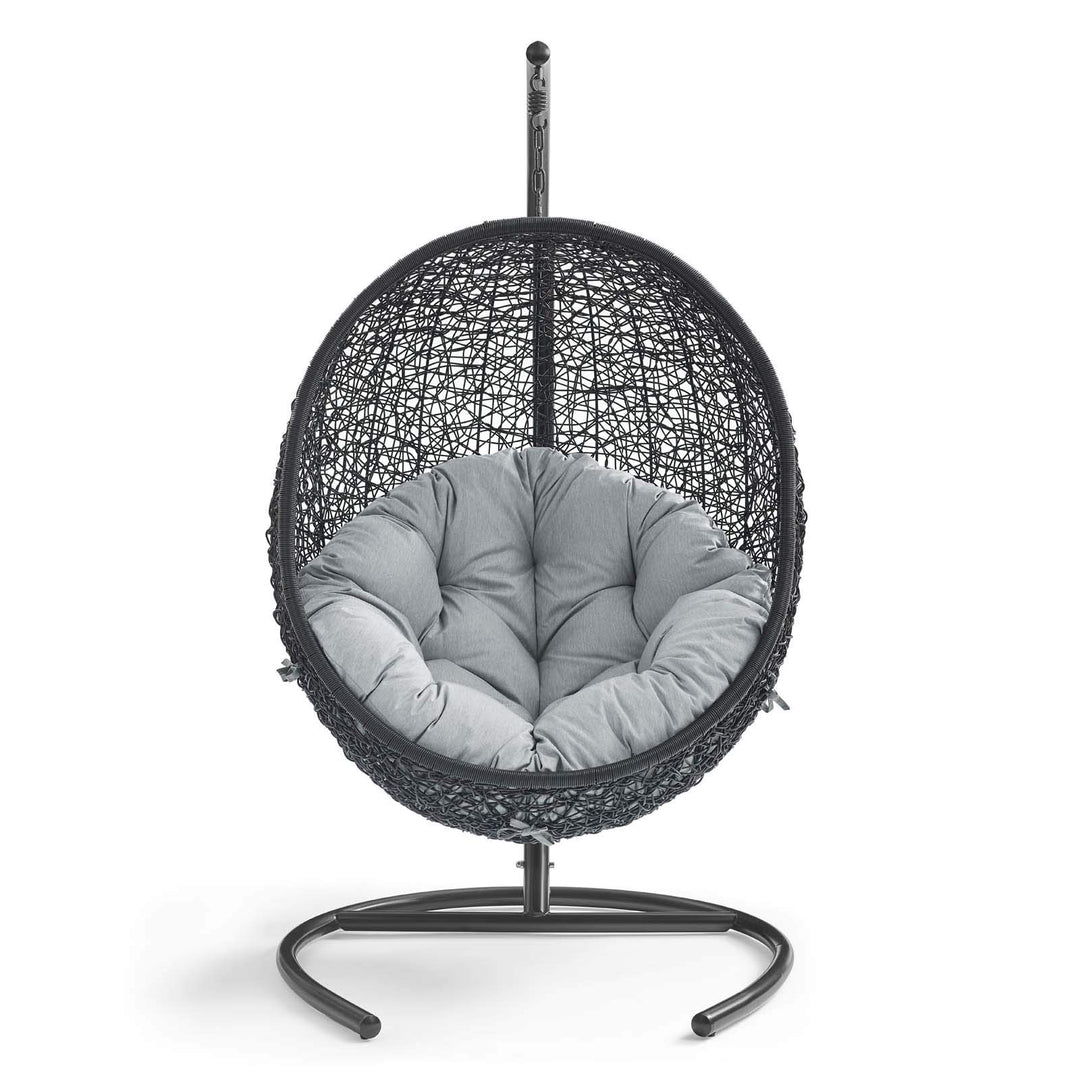 Modway EEI-739-GRY-SET Encase Wicker Rattan Outdoor Patio Porch Lounge Egg Swing Grey - Diamond Home USA
