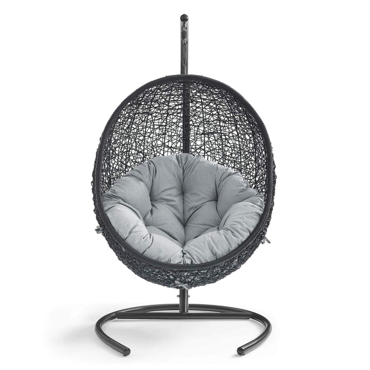 Modway EEI-739-GRY-SET Encase Wicker Rattan Outdoor Patio Porch Lounge Egg Swing Grey - Diamond Home USA