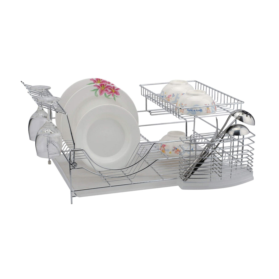 22-inch Dish Rack Silver Metal Chrome Finish - Diamond Home USA
