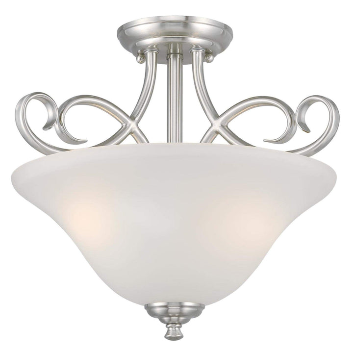 Westinghouse 6573800 Dunmore 15-Inch Two-Light Indoor Semi-lush Mount Ceiling Brushed Nickel - Diamond Home USA