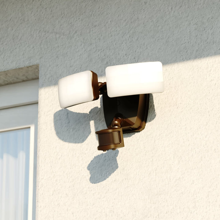 2 Light Led Outdoor Motion Sensor Adjustable Security Flood Bronze 11.5-in. W