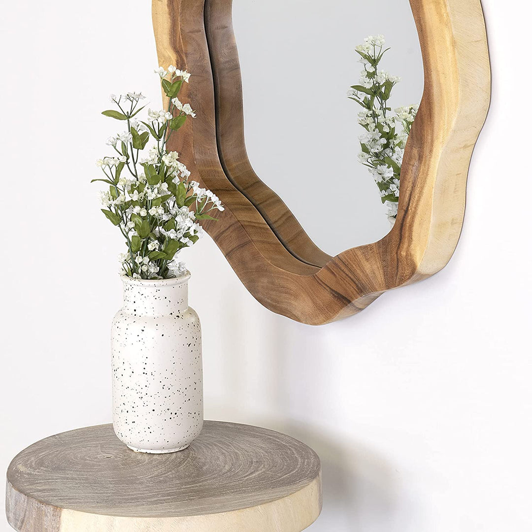 Solid Wood Hanging Mirror - 21.7”w x 2”d X 24.2”h Modern Rustic 3D Wall Decor - Diamond Home USA