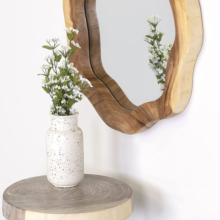 Solid Wood Hanging Mirror - 21.7”w x 2”d X 24.2”h Modern Rustic 3D Wall Decor - Diamond Home USA