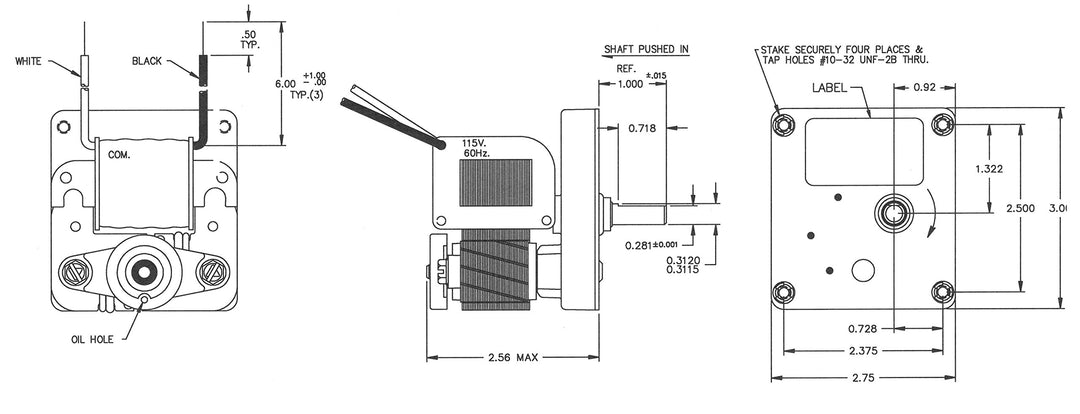 Molon HGM-4007-1M (7 RPM 27 in.-lb. Torque 115 Volt 60 Hz Shaded Pole Gearmotor) - Diamond Home USA