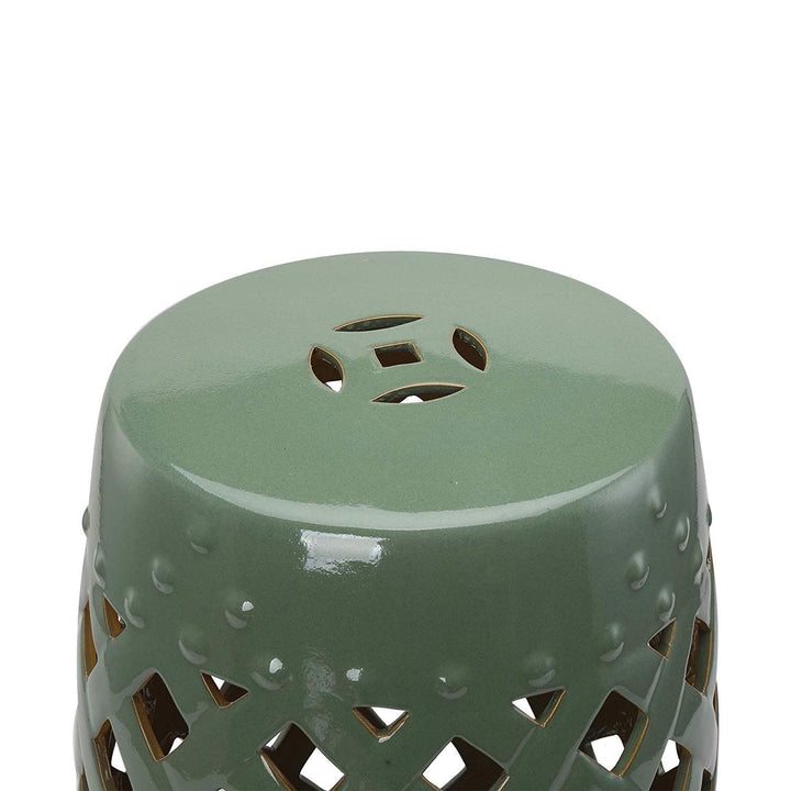 13" Heavy Duty Multi-use Ceramic Garden Stool/Round Side Table Foot Rest with - Diamond Home USA