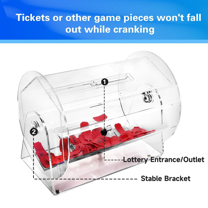 Large Acrylic Raffle Drum Ticket Spinning Cage for Tickets Balls Holds White - Diamond Home USA