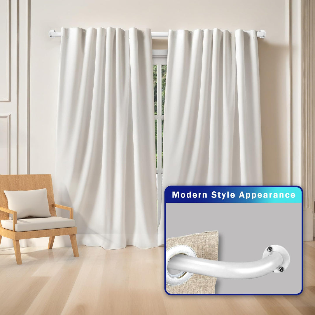 Energy aving Wrap Around Black Out Return Adjustable Window Curtain Metal Rod 84"-120" - Glossy White - Diamond Home USA