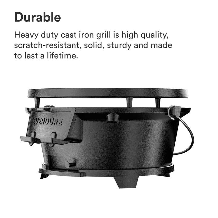 Everdure Round Cast Iron & Cover - Outdoor 2-In-1 Portable Tabletop - Diamond Home USA