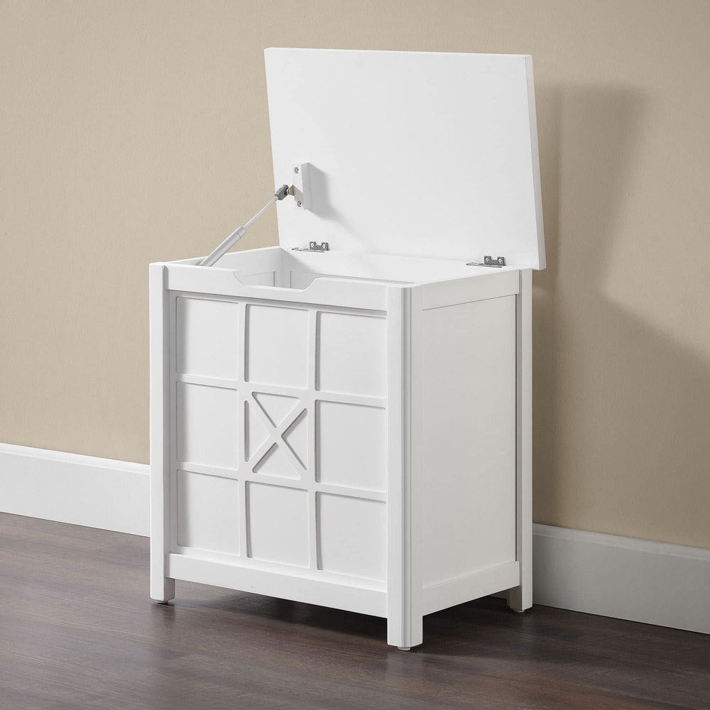 19" w X 20" h Deluxe Clothes Hamper White Wood Includes Lid - Diamond Home USA