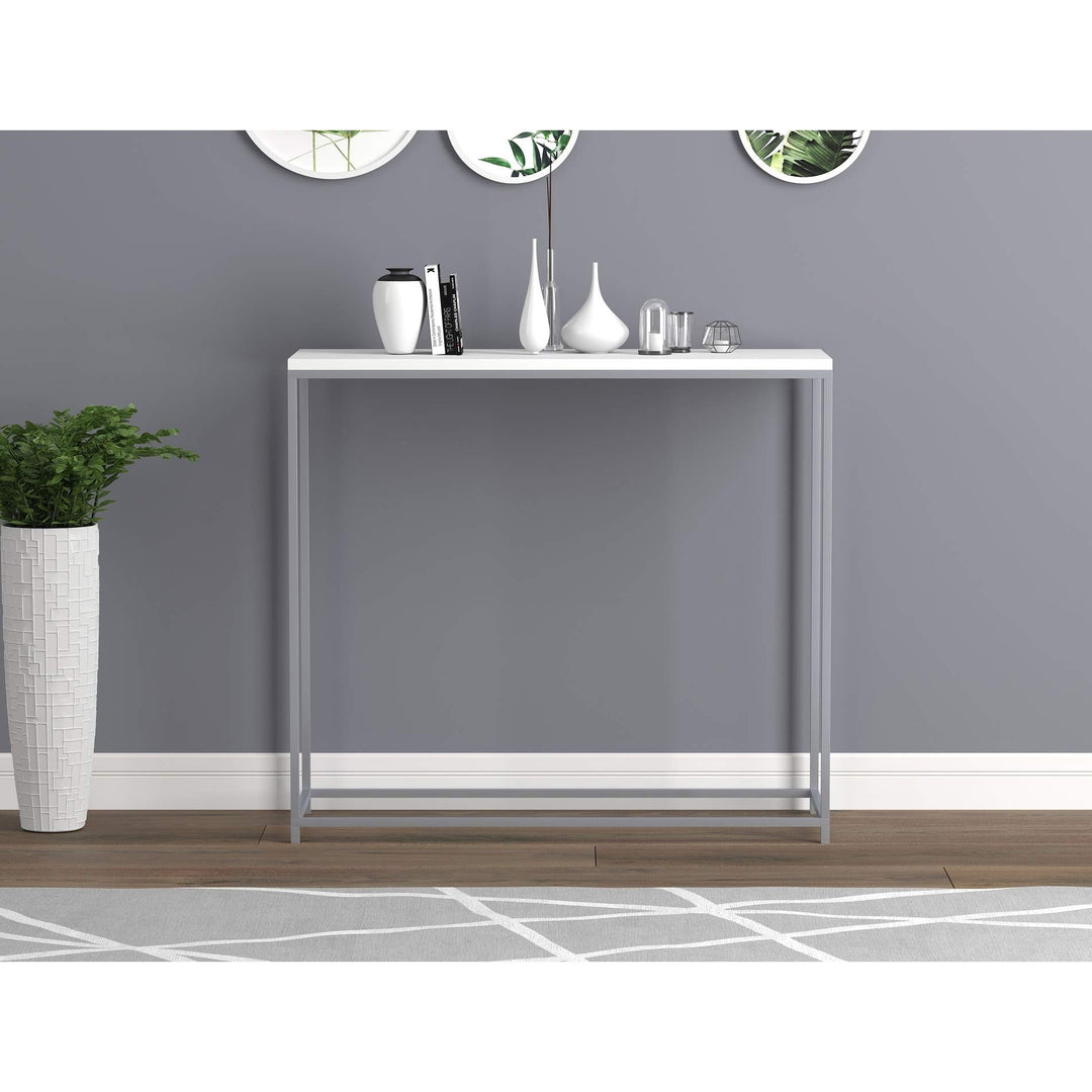 Console Table 31l White Silver Metal 31' X 12' 28' Modern Contemporary Rectangle - Diamond Home USA