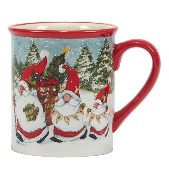 Certified International Christmas Gnomes 16 oz. ugs Set of 4 Assorted Designs - Diamond Home USA