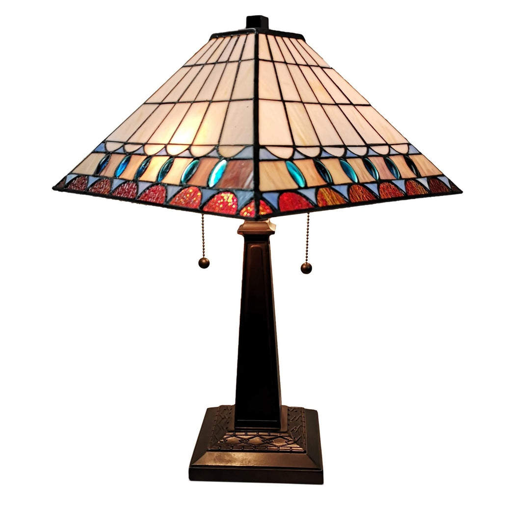 Tiffany-Style Mission Jeweled Table Lamp - Multi-Color/White Brown White - Diamond Home USA