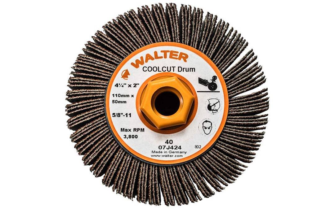 Walter 07J424 COOLCUT Linear Finishing Flap Abrasive Drum - 40 Grit 4-1/4 in.
