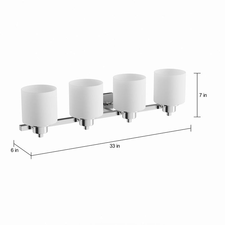Contemporary 4-Light Chrome Bath/Vanity Light ilver Modern Transitional Glass - Diamond Home USA
