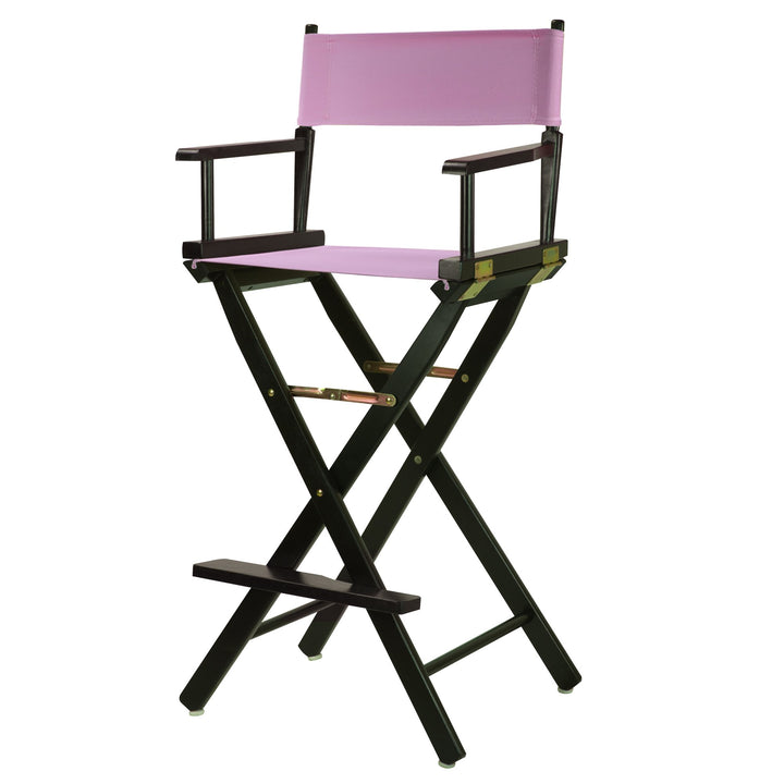 Casual Home Pink Canvas 30" Bar Height Directors-Chairs Black Frame-Solid Wood