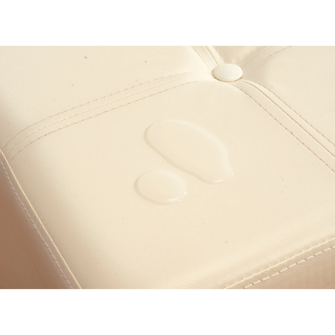 Ivory Leather Folding Storage Ottoman Cube 15" X Off/White MDF Plastic No - Diamond Home USA