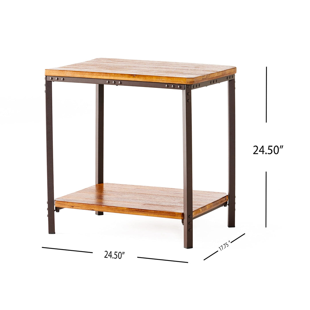 Christopher Knight Home Ronan Wood Rustic Metal End Table Mahogany 24.80 - Diamond Home USA