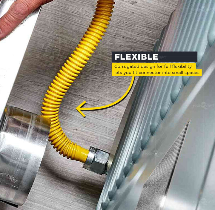 Gas ector 24 inch Yellow Coated Stainless Steel 1” OD Flexible Gas Hose - Diamond Home USA