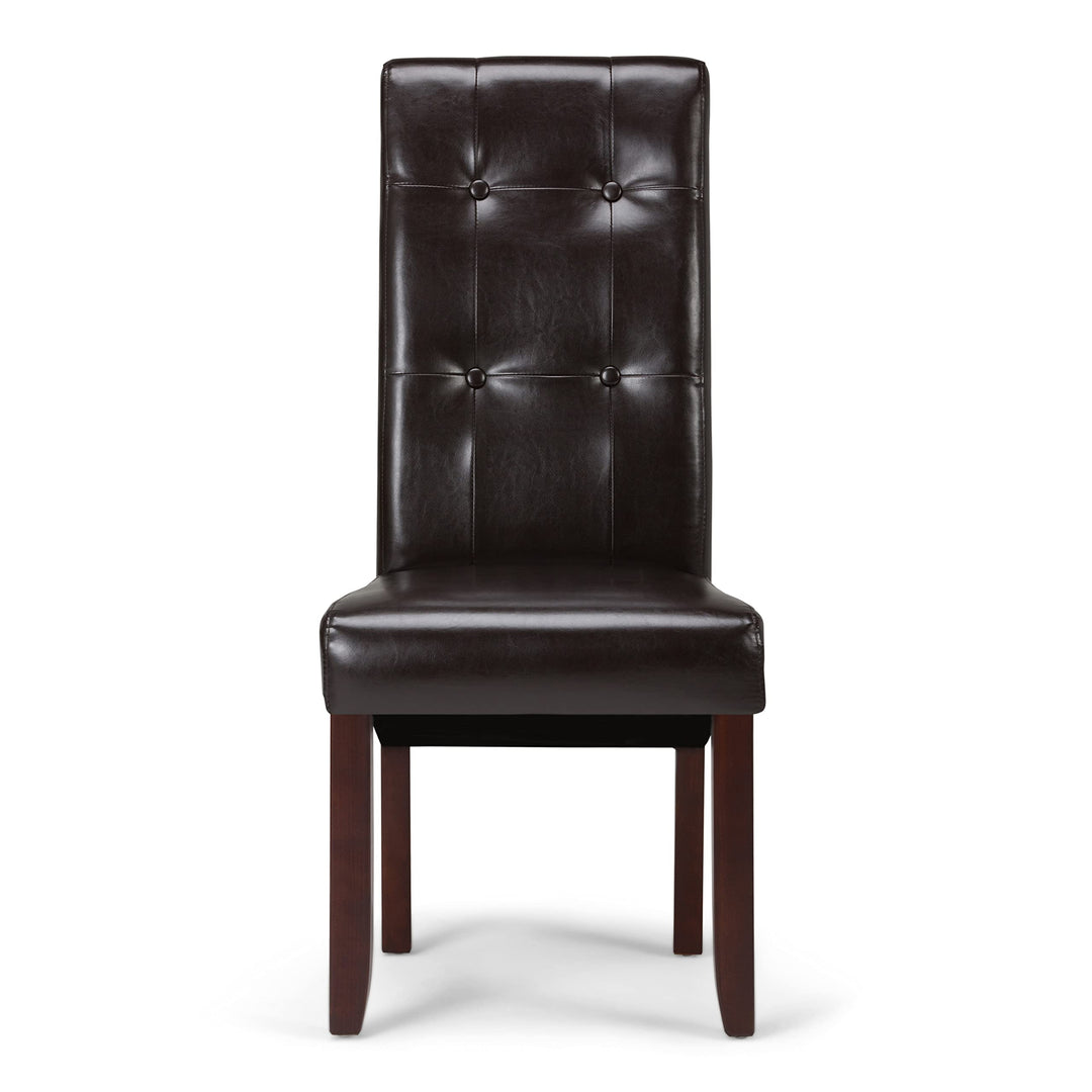 SIMPLIHOME Cosmopolitan Parson Dining Chair (Set of 2) Tanners Brown Faux - Diamond Home USA