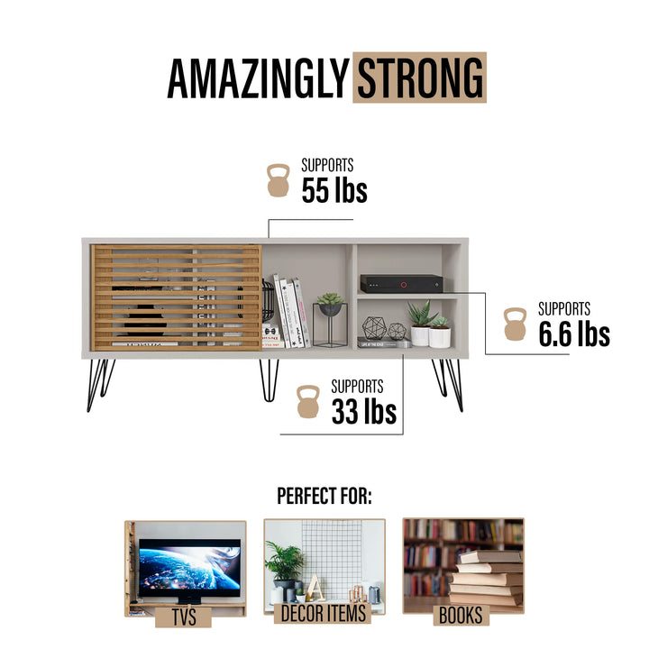 Lider Design Modern TV Stand with Sliding Door for TVs up to 55” - 53.5” Wide - Diamond Home USA